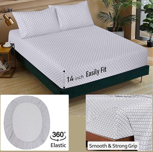 RUVANTI 100% Cotton California King Sheet Sets, 4 Pieces, Soft & Breathable Percale Weave Bedding, Deep Pocket 14", Hotel Standard, Crisp Feel & Durable Perfect Floral Sheets, Idiomatic Expression