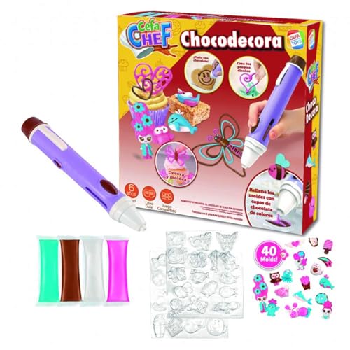 Cefa Toys - Cefachef Chocodecora, Juego Educativo, Crea y Decora Repostería, Incluye Libro Guía y 40 Moldes, Pilas AAA No Incluidas, Apto para Niños a Partir de 6 Años
