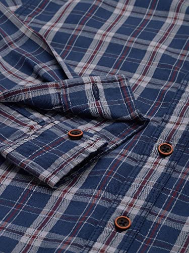 Image of The Indian Garage Co Men Regular Fit Checkered Full Sleeves Cutaway Collar Casual Shirt