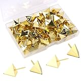 100 Pcs Gold Push Pins, Triangle-Shaped Push Pins with Steel Point Gold Thumb Tacks Decorative Push Pins for Cork Board Map Craft Wall Hanging Bulletin Board Gold Office Supplies
