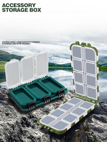 Set de 2 cajas para almacenamiento de accesorios de pesca miniatura 5