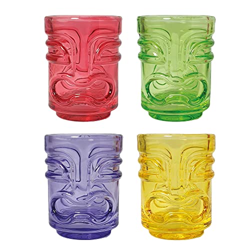 Bar Bespoke Coloured Tiki Shot Glasses 4 Pack, Mixed, H 60mm x W 45mm x L 45mm - Image 2