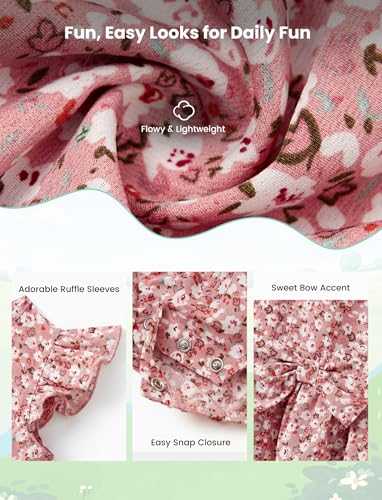 Image of PATPAT Family Matching Outfits Mommy and Me Dresses Floral Dress & T-Shirts | Mommy and Me Easter Dresses, Puff Sleeve Floral Sundress, Cotton Blend T-shirts, Couples Party Wedding Vacation Outfits
