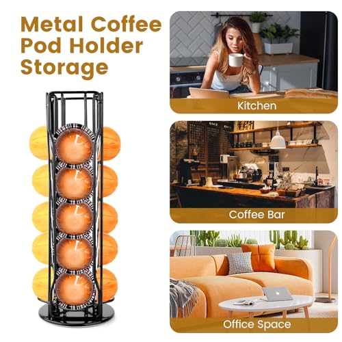 Image of Coffee Pod Stand Holder for Nespresso Vertuoline 20 Pods, Coffee Bar Vertuo Pod Organizer Rack, 360 Rotating Coffee Capsule Holds Storage, 20 Pods Holder Spinner for Nespresso Vertuo Line (Black)