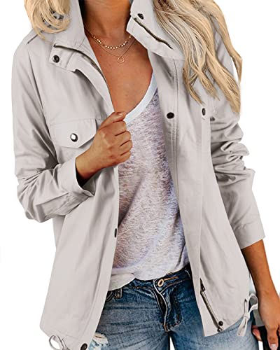 Dellytop Women Military Utility Jacket Casual Zip Up Snap Buttons Field Safari Anorak Outwear #TOP1