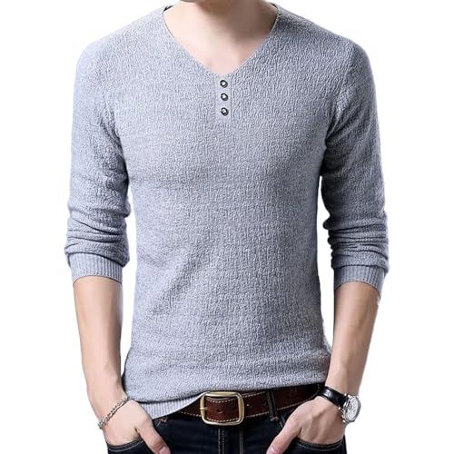 V Neck Street Wear Tops Mens Trending Mercerized Cotton Long Sleeve Fashion Casual Comfortable