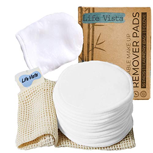 Reusable Cotton Rounds 3 Layers Makeup Bamboo Velvet | Reusable Makeup Remover Pads All Skin Types 16 Pack & Mist Laundry Bag | Bamboo Cotton Cloth Removing Makeup | Reusable Facial Pads Cotton Rounds