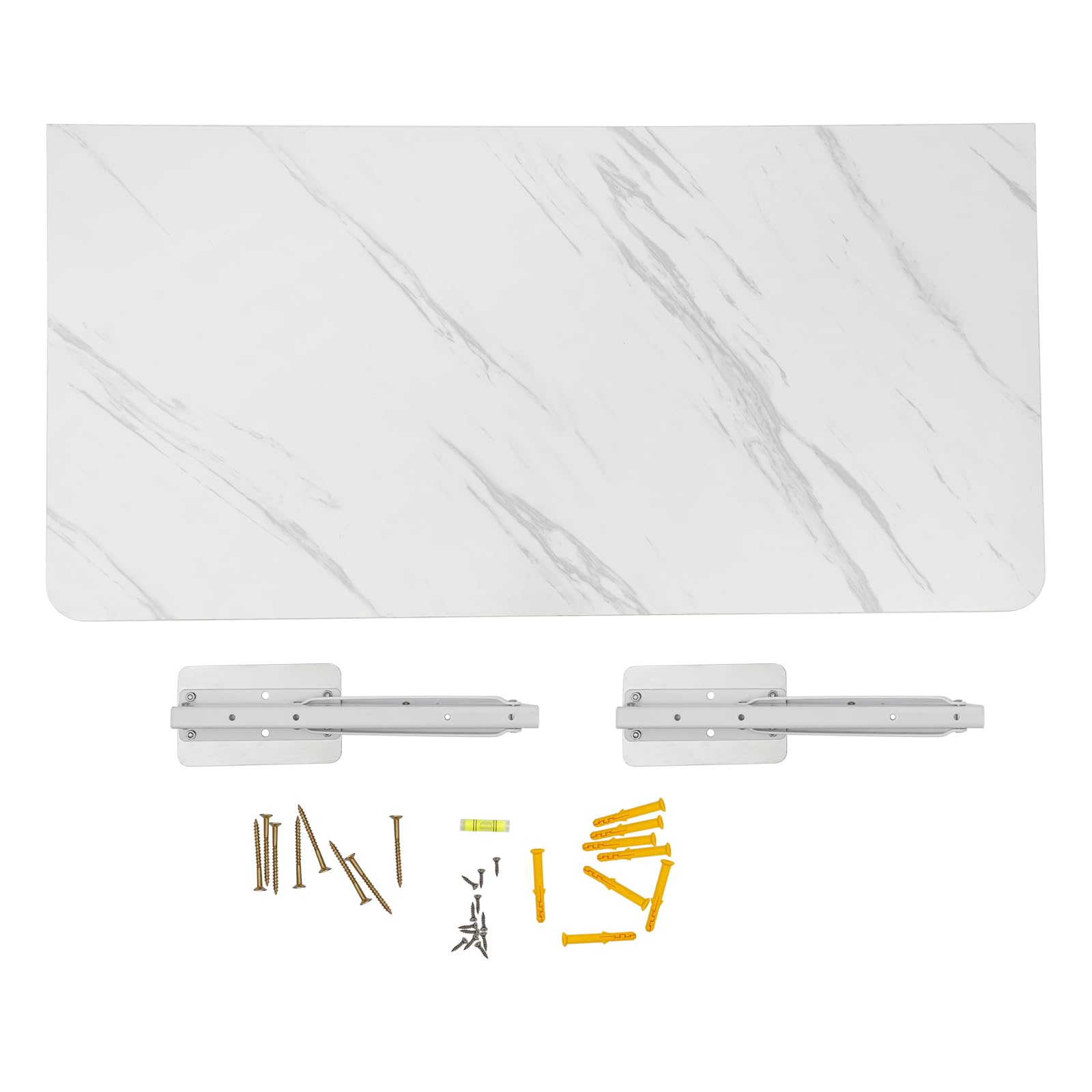 Wandklapptisch Klapptisch Wand Schreibtisch Klappbar Wandtisch Klappbarer Wandschreibtisch Wandmontierter Weiß, 80x40 cm, Klappbar, Modern, Rechteckig, bis 30 kg, für Büro und Zuhause