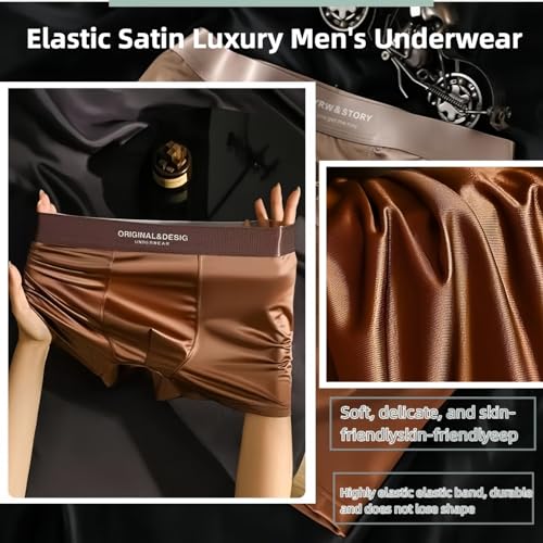 Men's Silk Boxer Briefs, Breathable Comfortable Smooth mulberry silk Boxers for Men, Ice Silk Men's Underwear Soft Luxurious3