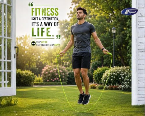 Image of Adjustable Skipping Rope for Men, Women & Kids | PVC Speed Jump Rope with Anti-Slip Handles | Lightweight Cardio Rope for Fitness, Weight Loss, Boxing & Home Workout