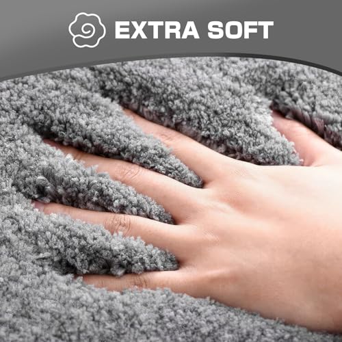 wyewye Mikrofaser-Badematte, Fußmatte, Haustiermatte, 2 cm, super dicker Badteppich, Badezimmerteppich, 40 x 60 cm, grau, maschinenwaschbar, rutschfest, super saugfähig, flauschig, Anti-Schimmel