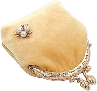 Borsa da donna con fibbia, portamonete, pochette elegante, velluto giallo #01