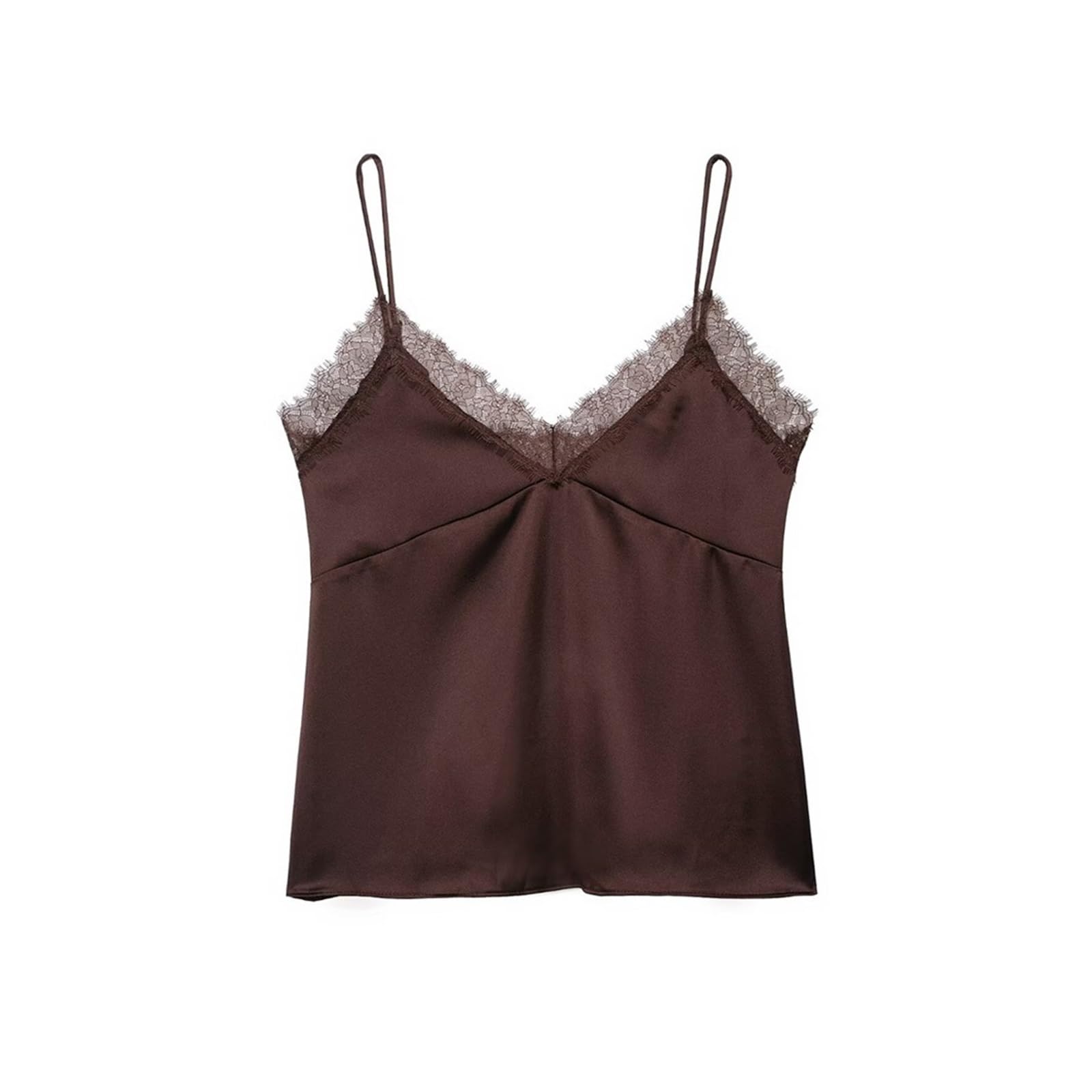 Top da Donna in Raso e Pizzo Top in Raso di Pizzo da Donna | Canotta con scollo a V, spalline sottili regolabili, top femminile