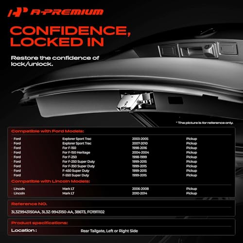 Image of A-Premium Trunk Latch Compatible with Ford F-150, F-250 Super Duty, F-350 Super Duty, Explorer Sport Trac, F-250, F-150 Heritage, F-450 Super Duty, F-550 Super Duty & Lincoln Mark LT