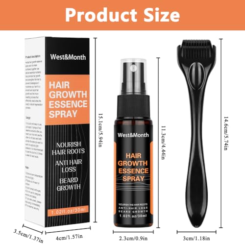LOPHE Hair Growth Spray, Derma Roller and Hair Growth Serum Kit for Hair Anti Loss Thickening Regrowth, Hair Growth Oil Spray Stimulate Beard and Hair Growth, Hair Thickening Products for Men Women - Image 3