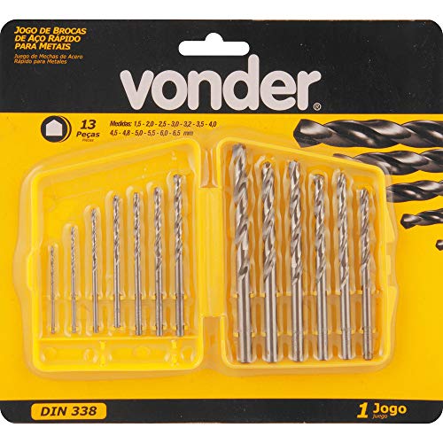 Jogo De Brocas De Aço Rápido Din 338, Com 13 Peças Vonder 1.5 Mm A 6.5 Mm