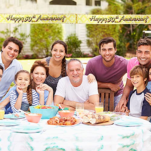 2 Pezzi Fasce Happy Golden 50th Anniversary Banner...