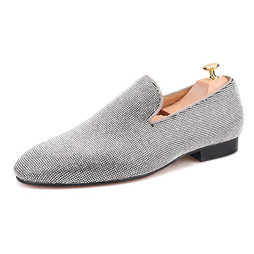 HI&HANN Sliver Diamond Men Shoes Wedding and Party Men Loafers Dress Loafer Smoking Slipper Male's Flats2
