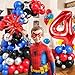 4th Birthday Balloons Decorations, Royal Blue Black Red Silver Balloons Arch Kit with 40 Inch Red Number 4 Balloon Tower, Star Foil Balloons for Boys Birthday Party Supply