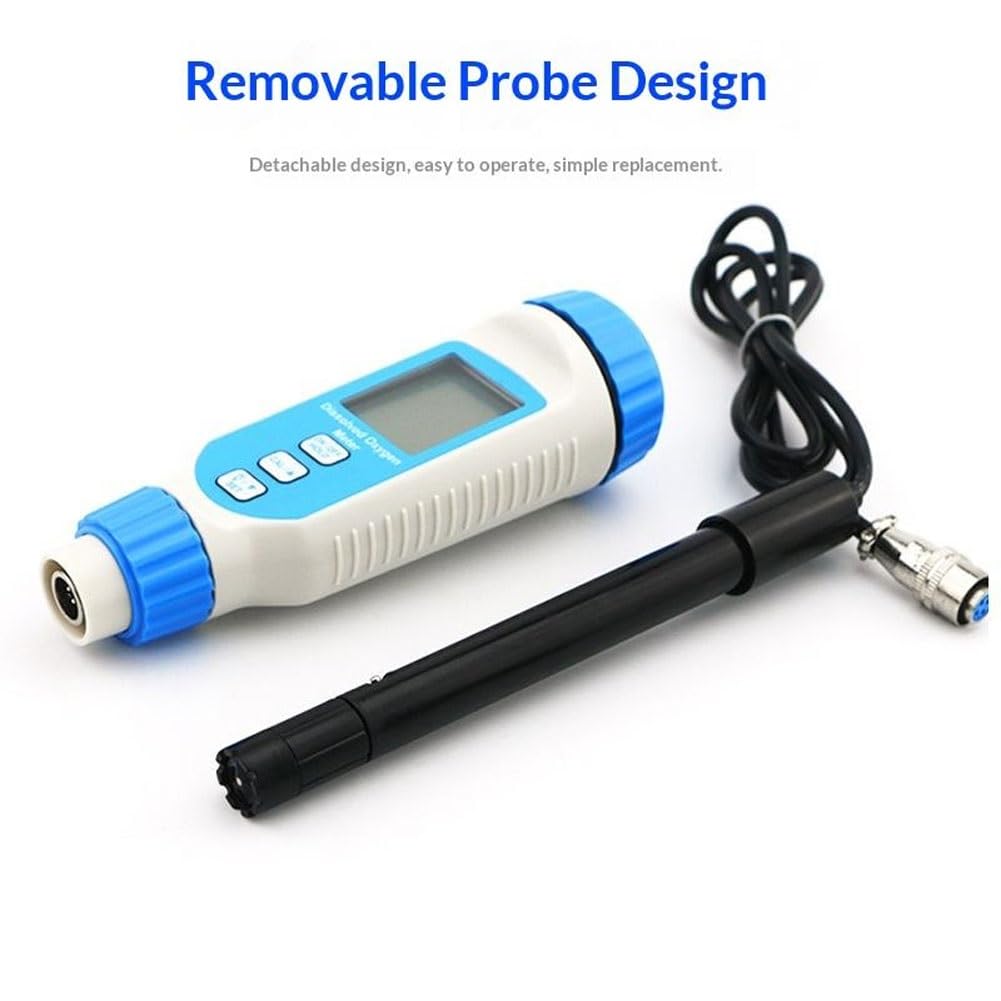 Misuratore di ossigeno disciolto, tester ad alta precisione 0,0-20,0 mg/l con display LCD, kit di test dell'acqua per acquario, stagno, acquacoltura e acque reflue, cavo sonda da 1,6 m