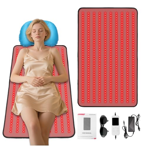 Kaoudt Red Light Therapy Mat for Body Infrared Light Therapy with 660nm & 850nm LEDs Light Therapy Blanket for Back & Joint Comfort