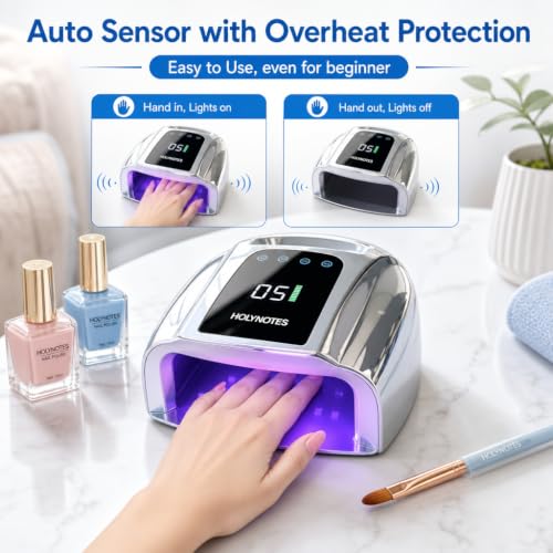 Image of UV Nail Lamp, 96W Cordless Professional Rechargeable UV LED Portable Lamp, 4 Timer Setting and Smart Sensor Gel Nail Dryer, Ideal for Training, Nail Art Practice, Home & Salon