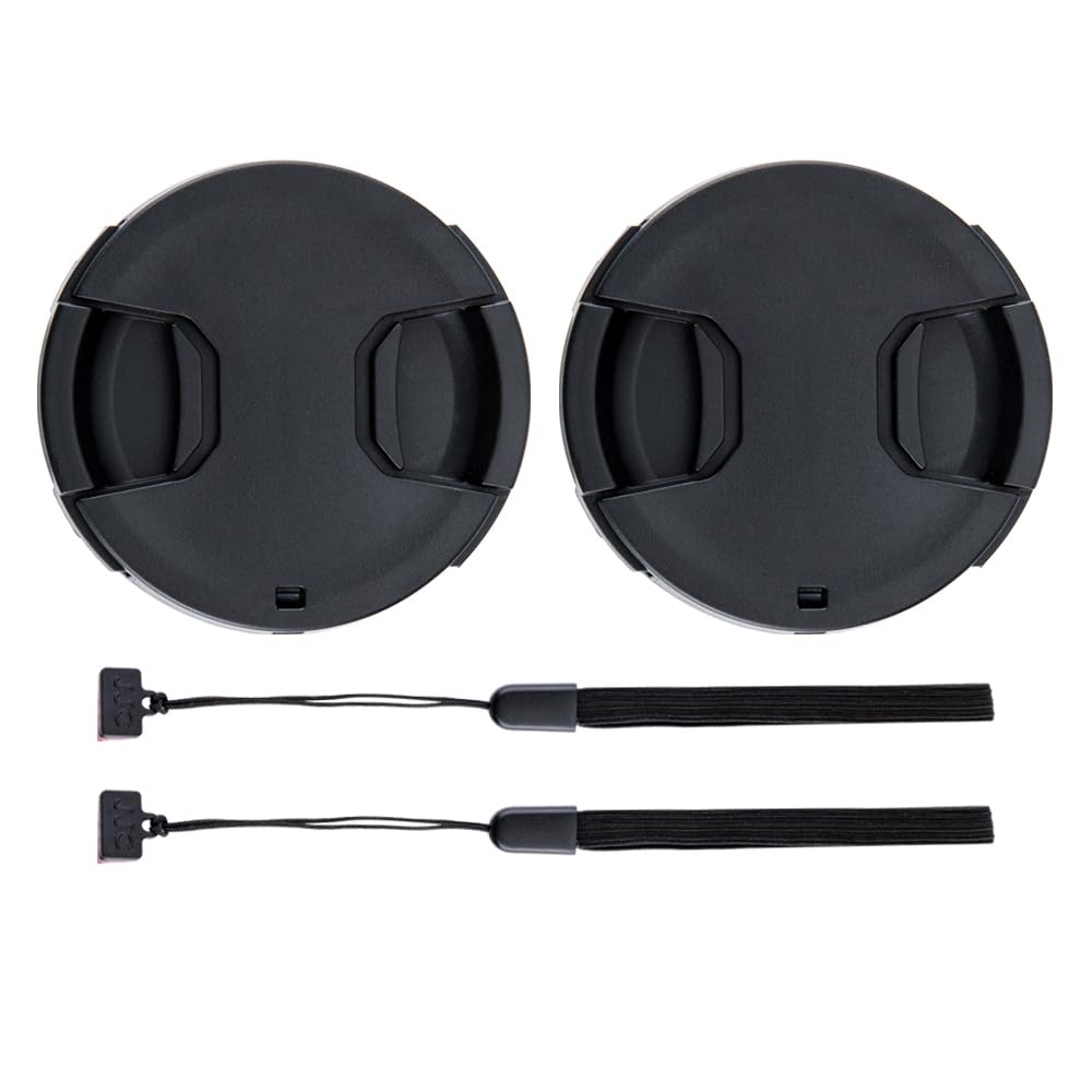 2-Pack 58mm Front Lens Cap Cover with Cap Keeper for Canon EOS Rebel T7 T6 T5 T100 4000D 2000D SL3 SL2 SL1 T8i T7i T6s T6i T5i T4i T3i T2i T1i with EF-S 18-55mm Kit Lens & More 58mm Threaded Lenses