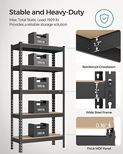 SONGMICS-5-Tier-Storage-Shelves-Set-of-2-Garage-Storage-Boltless-Assembly-Adjustable-Shelving-Units-118-x-295-x-591-Inches-Load-1929-lb-Each-Shed-Warehouse-Basement-Black-UGLR300B02