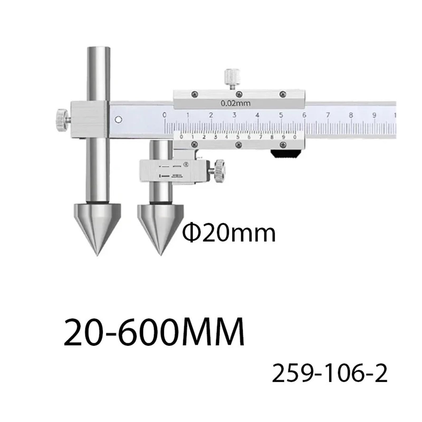 Suwmiarka elektroniczna cyfrowa głowica stożkowa 20-500/600 mm ze stali nierdzewnej