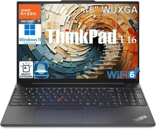 Image of Lenovo ThinkPad E16 Gen 2 Business Laptop Computer, 16 inch FHD+, AMD 8-Core Ryzen 7 7735HS (Beat i7-1355U), 16GB DDR5, 256GB PCIe SSD, WiFi 6, Backlit KB, Fingerprint Reader, Windows 11 Pro, Vent-Hear