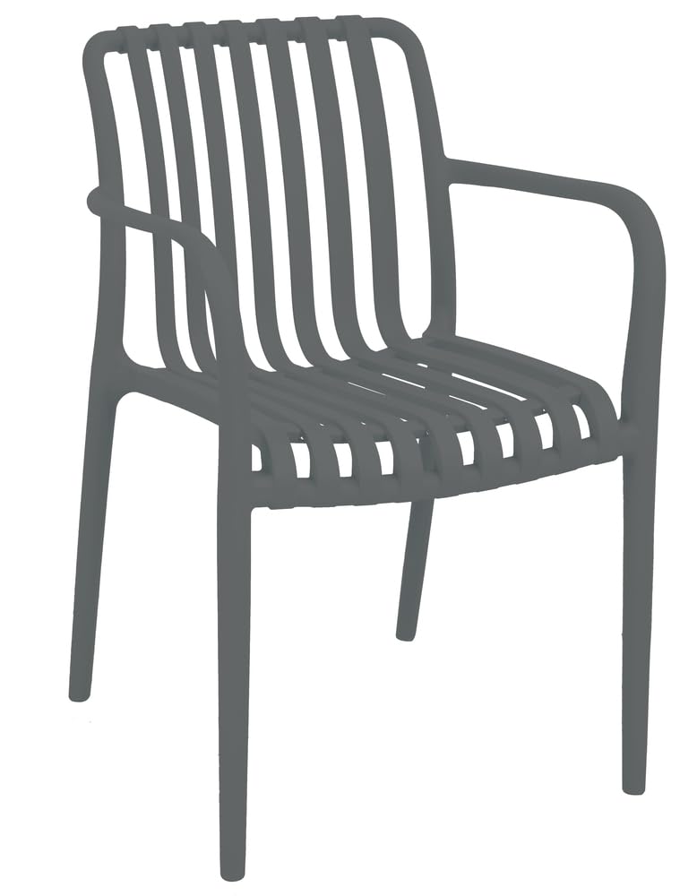 VERDELOOK | Sedia Nives Tortora con Braccioli 56x42 H81 cm in Polipropilene, Sedia Impilabile da Giardino e Casa, Leggera e Facile da Pulire, Adatta per Interni ed Esterni, Portata 150 kg
