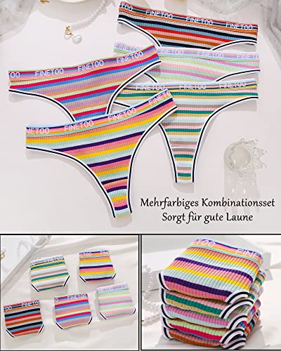 FINETOO 5 Pack String Tanga Ladies Cotton Thongs Sports Waistband Thongs Soft Underpants Women Underwear Multipack S-XL