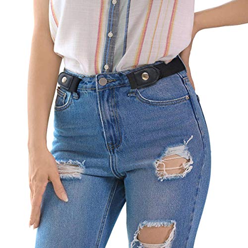 TUPSKY cinturón elástico sin hebilla para mujeres y hombres, cómodo cinturón elástico para pantalones vaqueros (negro), negro