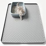 TranRantic Large Cat Litter Mat 86 x 56 cm, Silicone Waterproof Cat Litter Tray Mat, Non-Slip Easy to Clean Pet Litter Box Mat, Trapping Mat for Litter Trays & Food Bowls