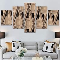 SIGNWIN 5 Panel Canvas Wall Art Architecture & Maps Closeup Cool Industrial Multicolor Patterns for Home Decorations Ready to Hang - 60