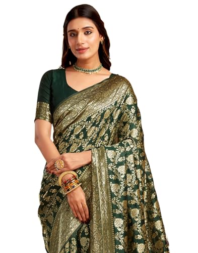 Image of SIRIL Women's Banarasi Silk Saree Pure Silk Saree With Unstitched Blouse Piece