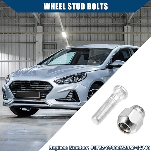 Image of No.52950-14140 /52950-M1000 M12-1.5 Wheel Stud Bolt for Hyundai Elantra Santa Fe for Kia Forte Rio /Front Rear Left Right Wheel Lug Stud /Alloy Steel 12.97mm Knurl 21mm Hex / 1 Set (Pack of 2)