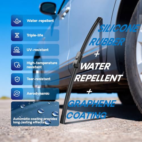 Image of 5 PLUS Premium Silicone Wiper Blades Fits Chevy Trax 2024-2026 | 5 PLUS 26 inch+16 inch Wiper Blades Fits 2024-2026 Chevy Trax, Waterproof Rain Wiping, Streak-Free, Long Lasting Harsh Weather Design