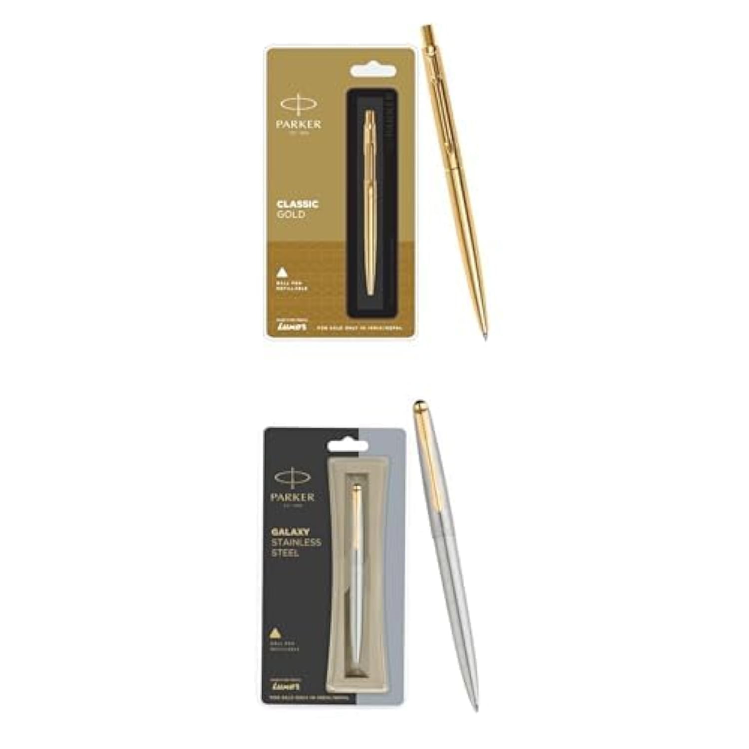 Parker Classic Gold GT Ball Pen Galaxy Stainless Steel Gold Trim Ball Pen