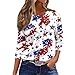 Women's Tops Flag Printed Fashion T Shirt Star and Stripe Dressy Casual Blouse 3/4 Length Sleeve 0 Neck Shirts