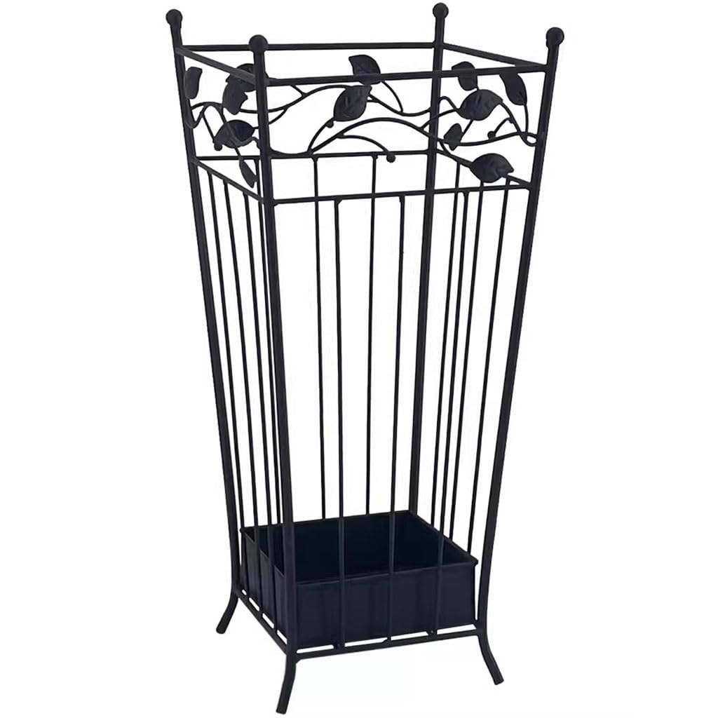 Flyiodfcxv Black Umbrella Stand, Indoor European Style Retro Umbrella Stand, With Drain Tray