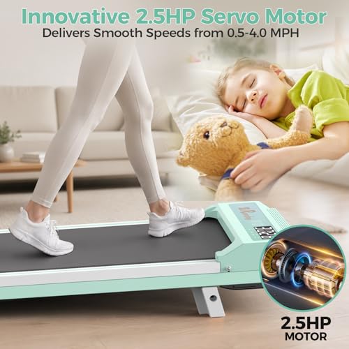 Image of Walking Pad Treadmill for Home Office, Under Desk Treadmill with 2.5HP Quiet Motor, 6% Manual Incline, Remote Control, LED Display, 300 lbs Capacity