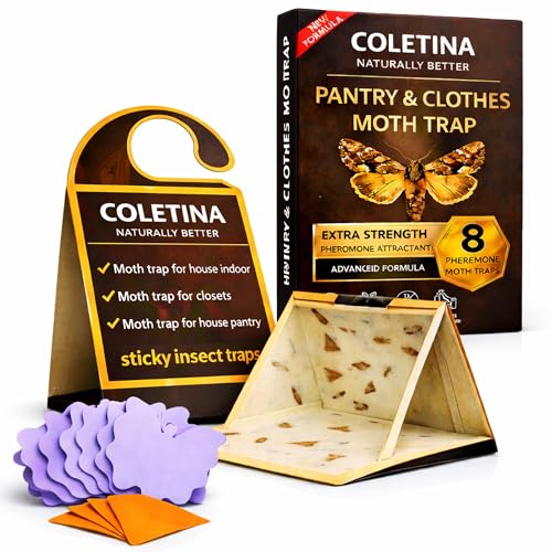 Coletina Moth Trap for Clothes Pantry Moth Traps with pheromones Pack of 8...