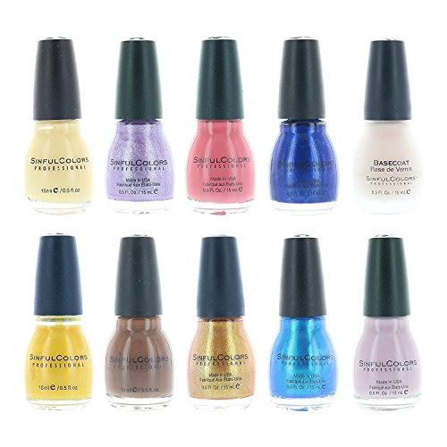 Sinful Colors Finger Nail Polish Color Lacquer Set 10-Piece Collection (Glazy Sunday)
