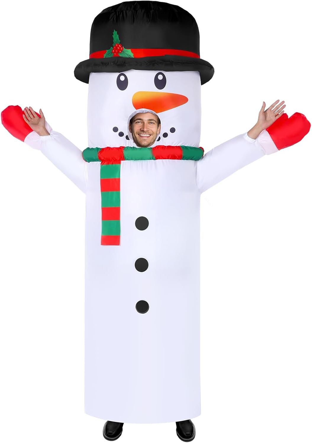 Threan Inflatable Christmas Costumes Snowman Blow up Tube Costume Xmas Wacky Waving