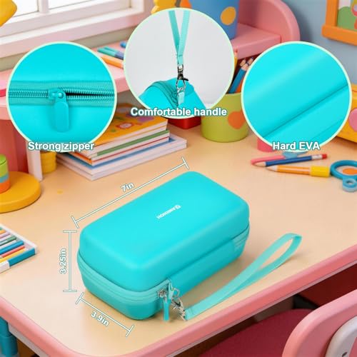 Image of ANKHOH 3D Printing Pen Case for 3Doodler Start+, 72 Pen Refills Included | Hard shell storage with grooved base, mesh pocket and hand strap for school or travel; 3D pen not included, All Green
