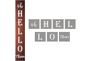 Oh Hello There Stencil - 7 Pack Vertical Hello Sign Stencils for Painting on Wood