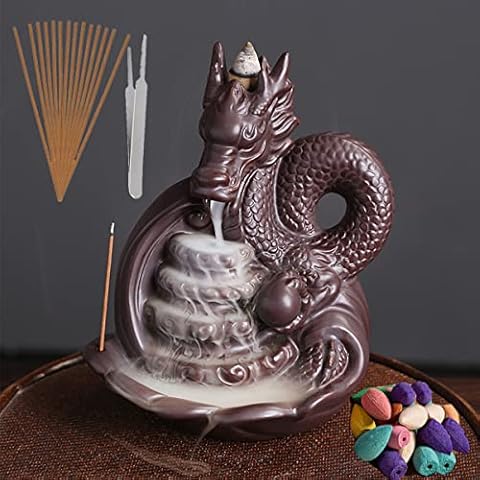 Quemador de Incienso de Reflujo en Cascada, Dragon Soporte de Incienso de Cerámica Cover