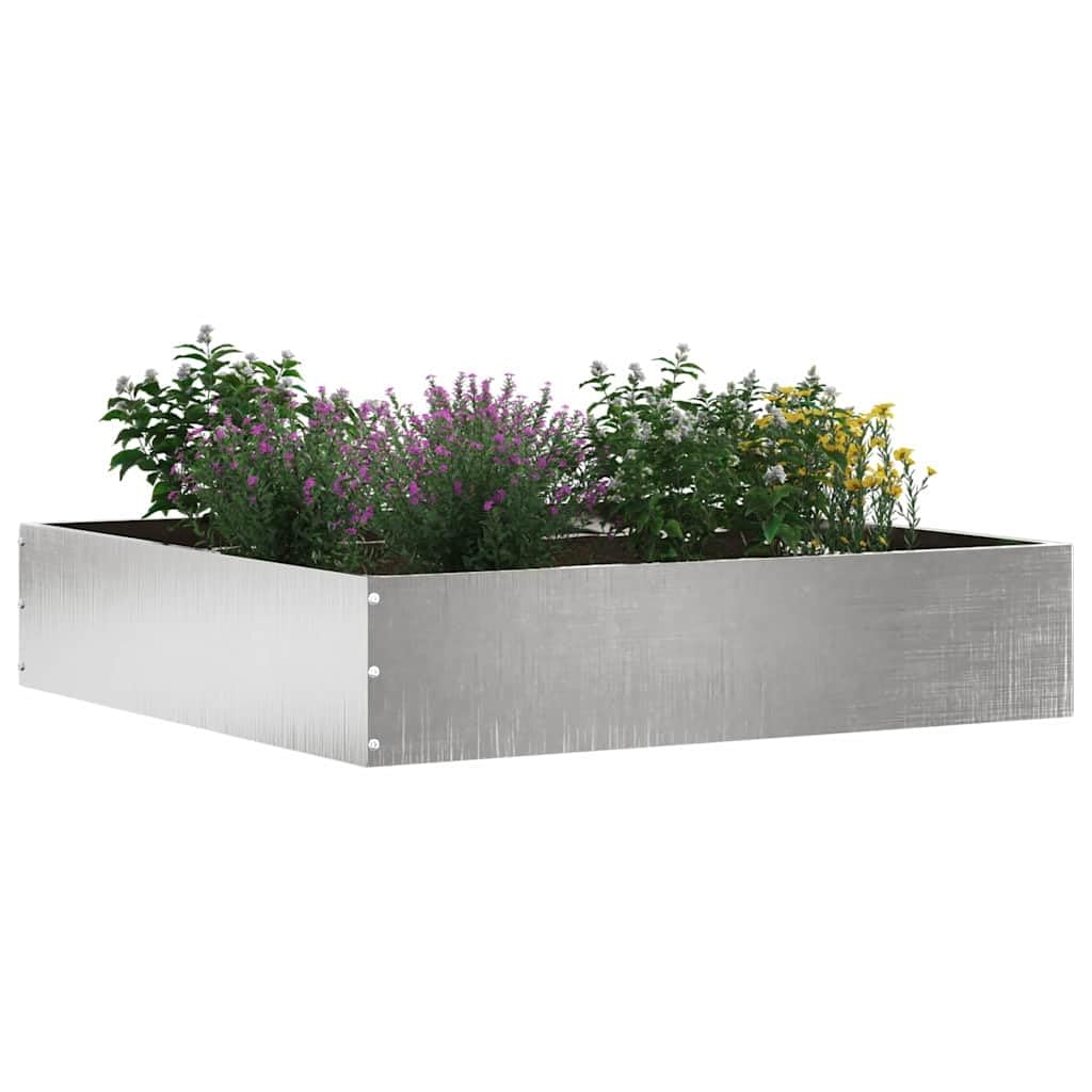 Bordure de pelouse en acier inoxydable argenté - 60 x 60 x 13 cm - Bordure de jardin en métal durable pour parterre de fleurs et aménagement paysager - Bordure de pelouse robuste en tôle d'acier
