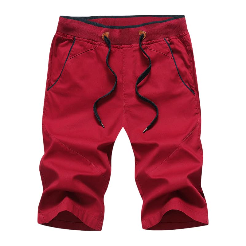 Short mi-long en coton uni homme USTZFTBCL décontracté et fluide